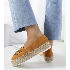 Espadrilles marron avec zircons cubiques Leer brun jaune 2