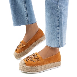 Espadrilles marron avec zircons cubiques Leer brun jaune 3