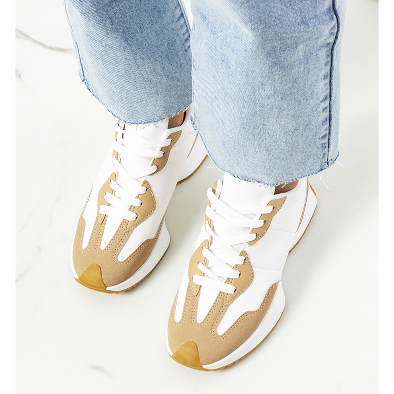 Baskets femme Cohen beiges blanc 1