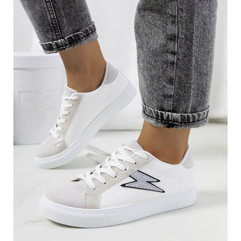 Baskets Dings blanches et grises argent 1