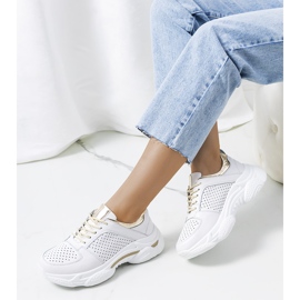 Baskets Eloise en cuir blanc et doré blanche d'or 1