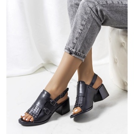 Sandales en cuir noir à tige Zand le noir 1