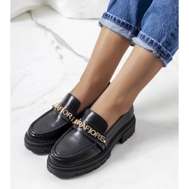 Mocassins noirs sur semelle haute Louelle le noir 1