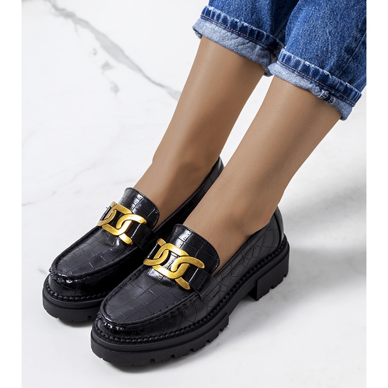 Mocassins noirs sur semelle haute Zanen 1