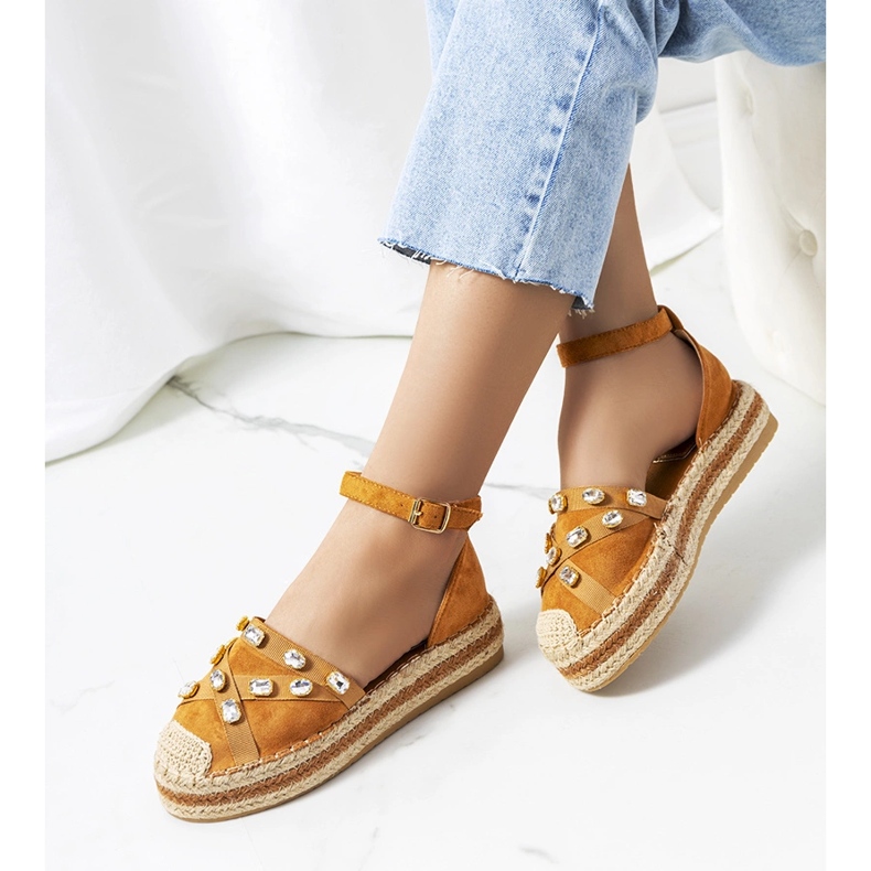 Espadrilles marron avec zircons cubiques Dide brun 1