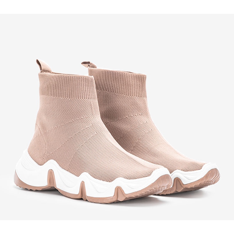 Baskets montantes marron Terica beige 1