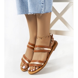 Sandales femme marron Hibbins brun d'or 1