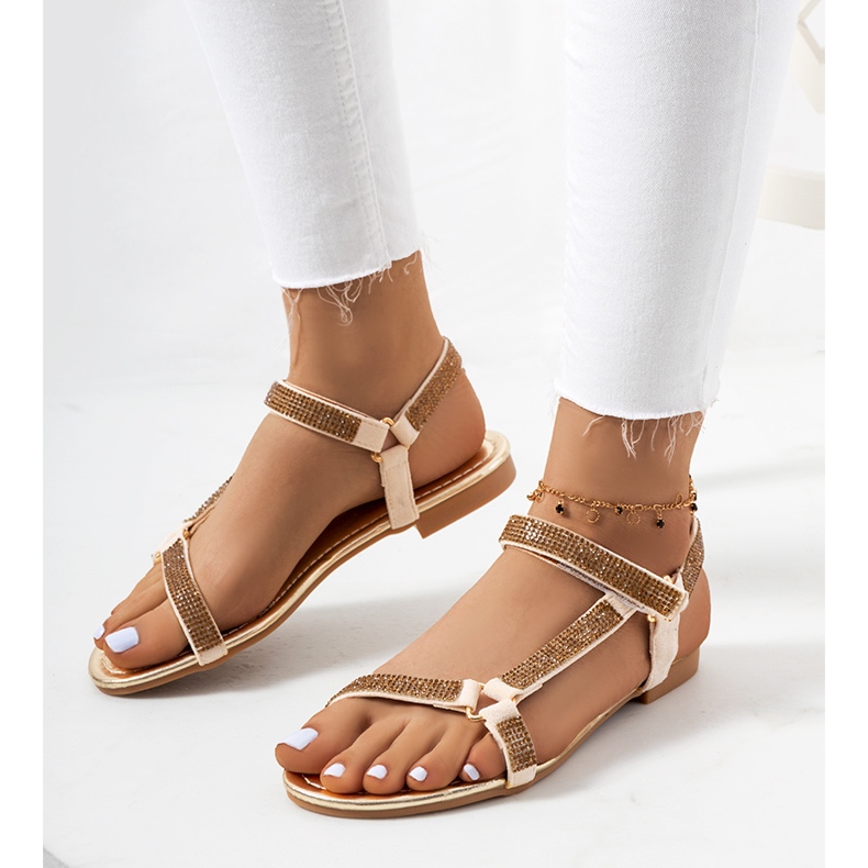 Sandales dorées avec zircons cubiques Fihelly d'or 1