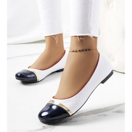 Ballerines femme Petra blanches bleu marin 1