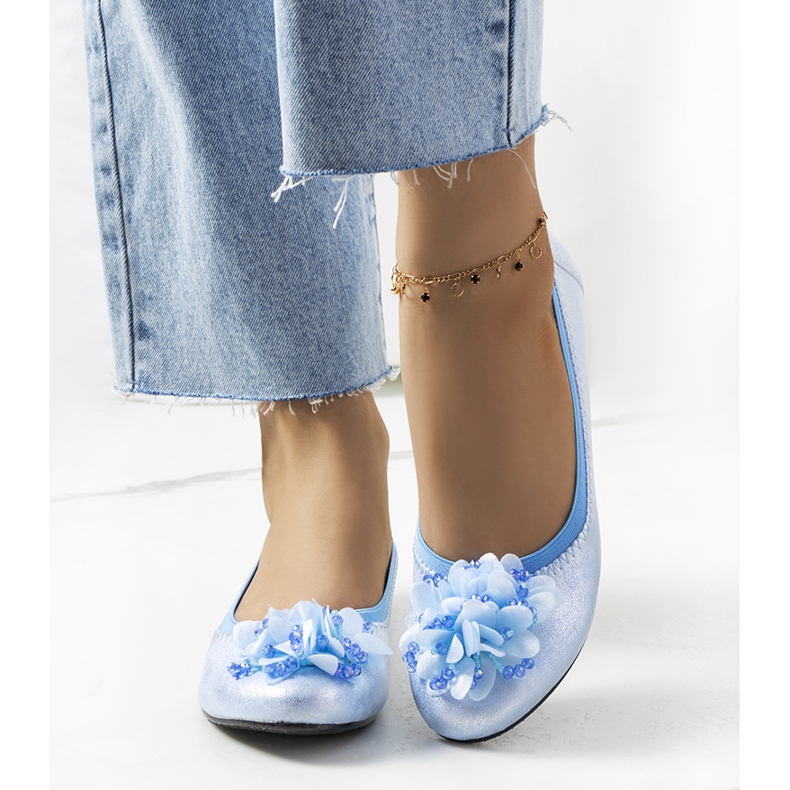 Ballerines duff bleu métallisé 1