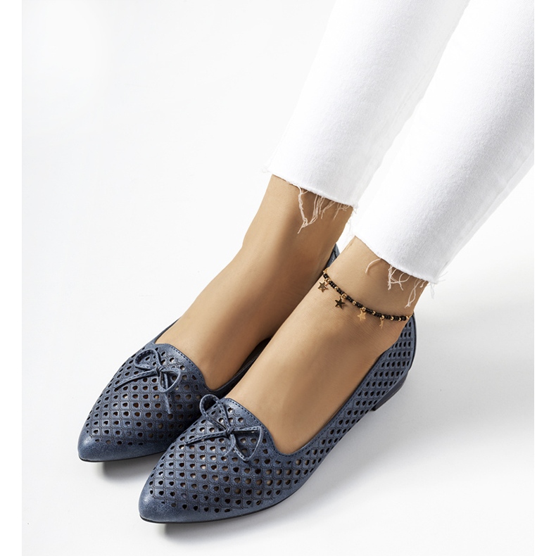 Ballerines Gayle bleu marine ajourées 1