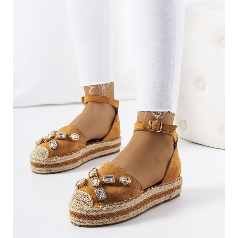 Espadrilles marron avec zircon cubique Taimi brun 1