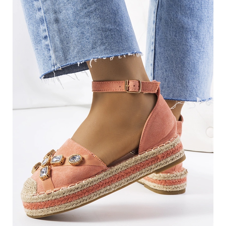 Espadrilles roses avec zircon cubique Taimi 1 Espadrilles roses avec zircon cubique Taimi 1