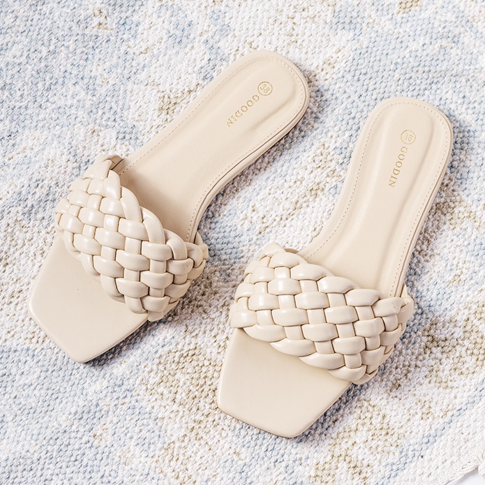 Sandales beiges à talons plats D'Adda 1