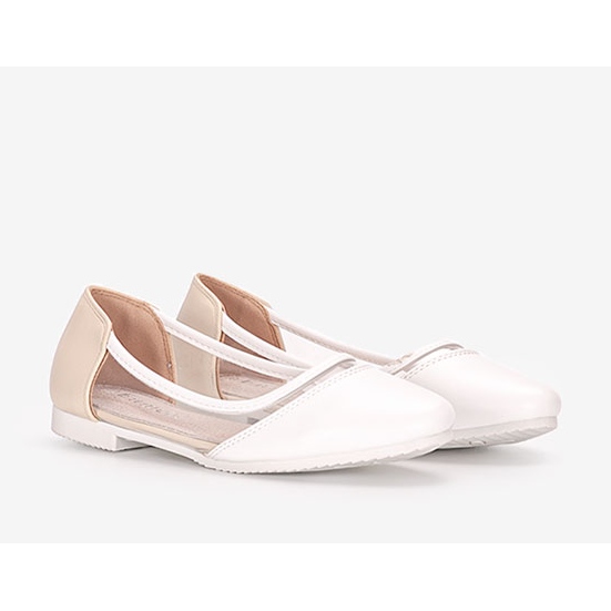 Ballerines enfant Juva blanches semi-transparentes beige 1