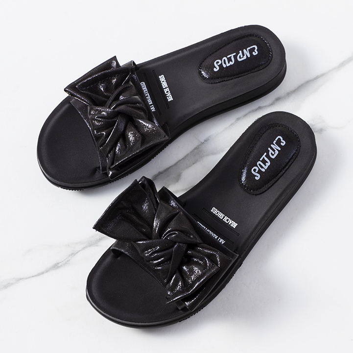 BM Babouches noires à nœud brillant Sora 1