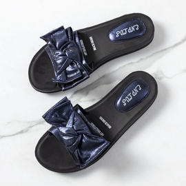 Chaussons bleu marine à nœud brillant Sora 1