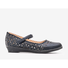 Ballerines enfant Cardosa bleu marine ajourées 1