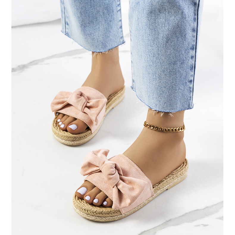 Babouches roses à nœud Madelen 1 Babouches roses à nœud Madelen 1