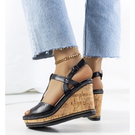 Sandales compensées noires Alannah 1