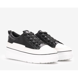 Baskets noires sur la plateforme Anastaz blanc 1