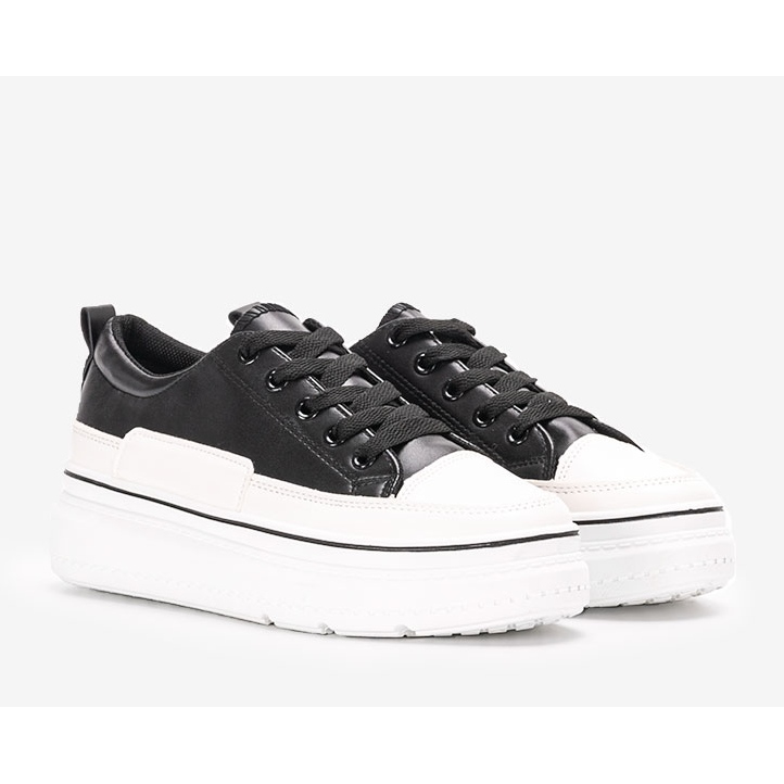 Baskets noires sur la plateforme Anastaz blanc 1