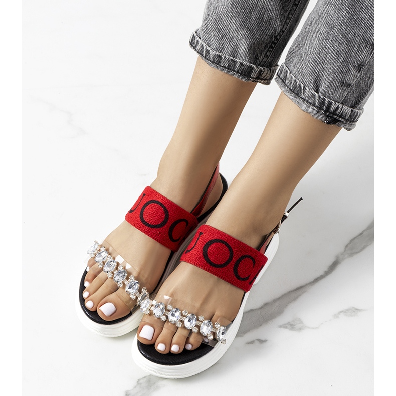 Sandales rouges femme Hanin 1