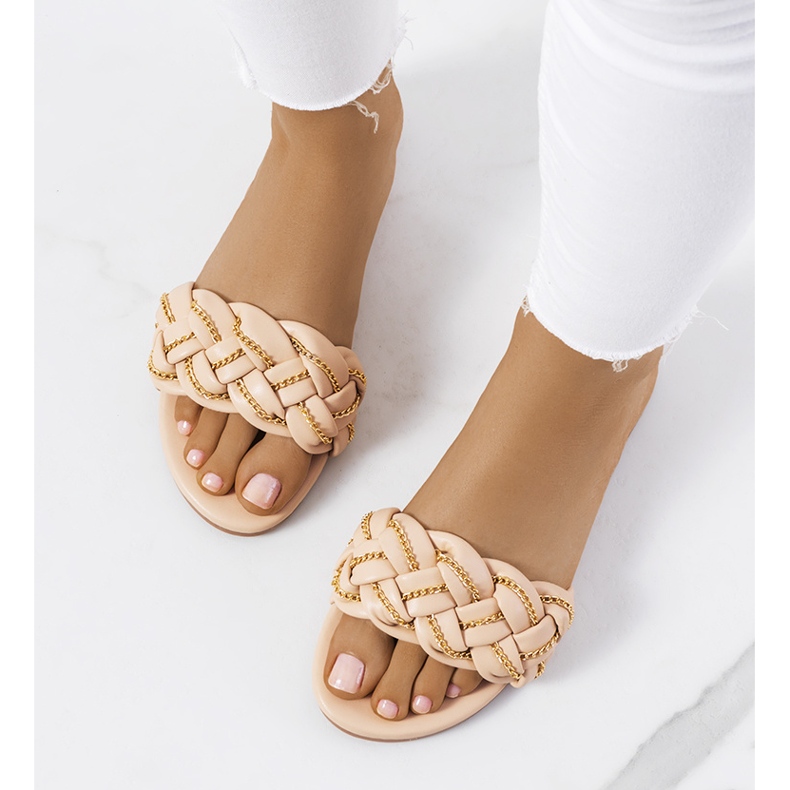 BM Élégantes pantoufles beiges Correra 1