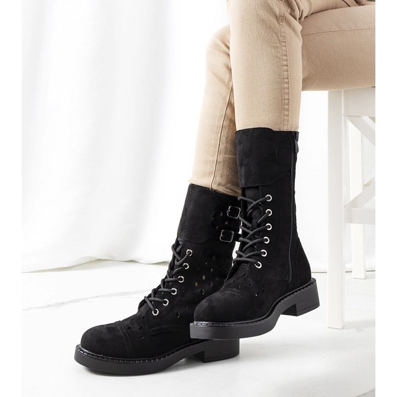 Boots Barkly noires ajourées le noir 1