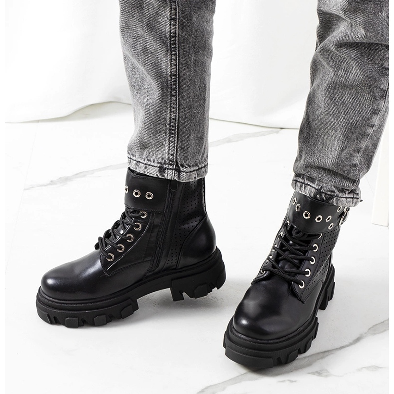 Bottines noires à semelle trappeur Rubeo le noir 1