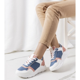 Baskets bleues femme Pottin blanc rose 1