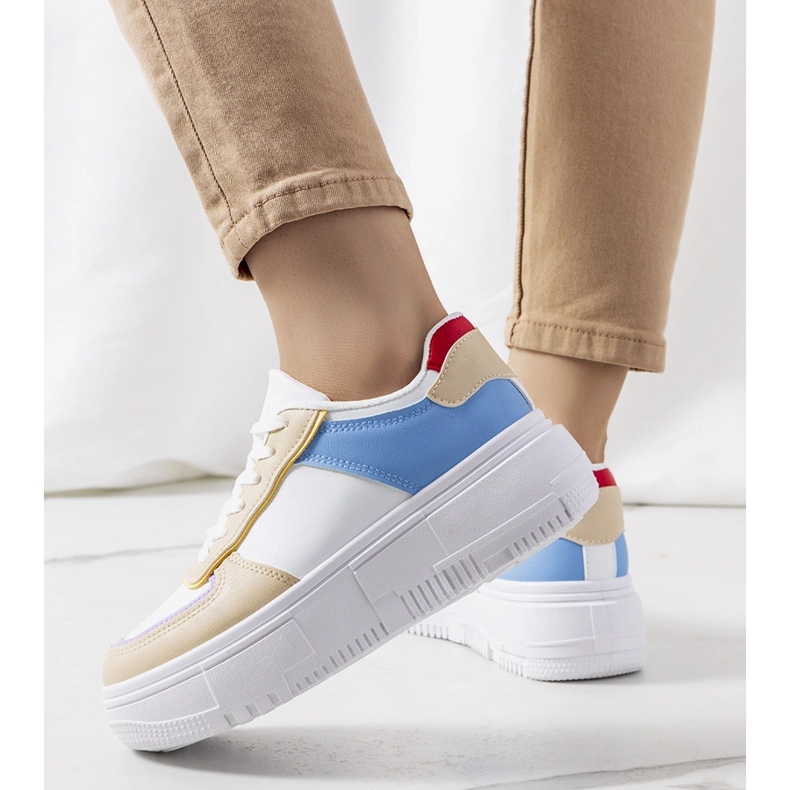 Baskets femme Mandib blanches beige 1