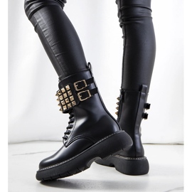 Bottines noires à clous Lacer le noir 1