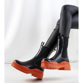 Bottines noires à semelle Nester orange le noir 1