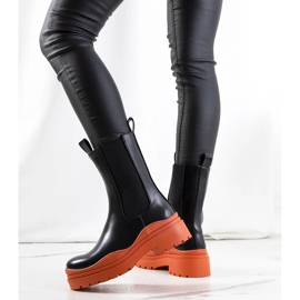 Bottines noires à semelle Nester orange le noir 2