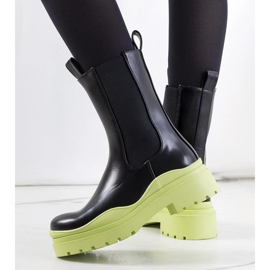 Bottines noires à semelle verte Nester le noir 2