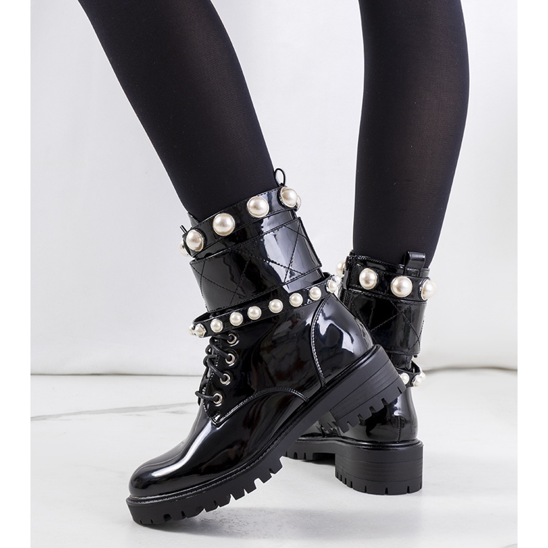 Bottines noires à perles de Bredon 1