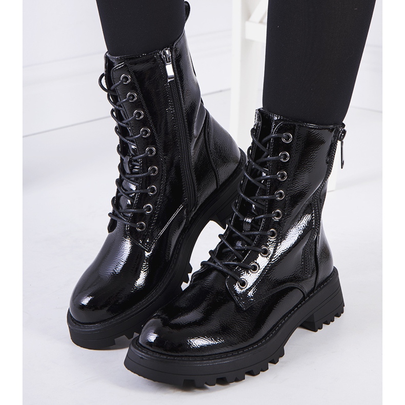 Trappeurs en cuir écologique Worcester noir le noir 1