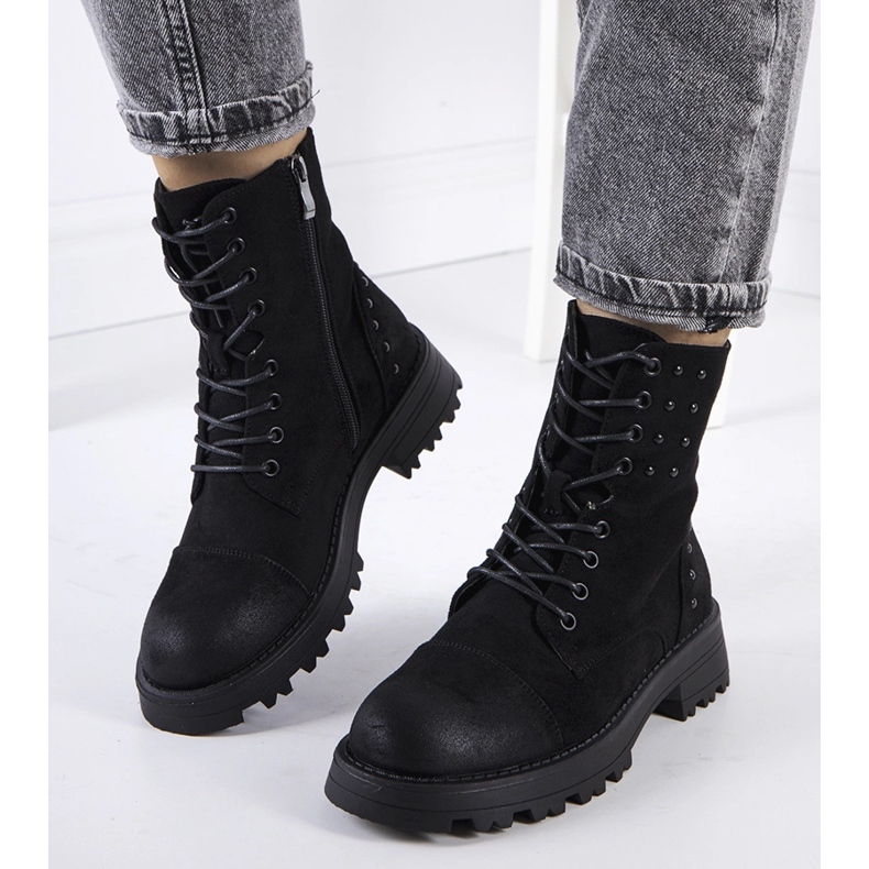 Bottines en daim écologique noir Polperro le noir 1