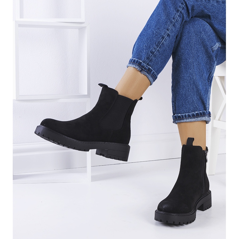 Bottines en daim écologique noir Ecrin le noir 1