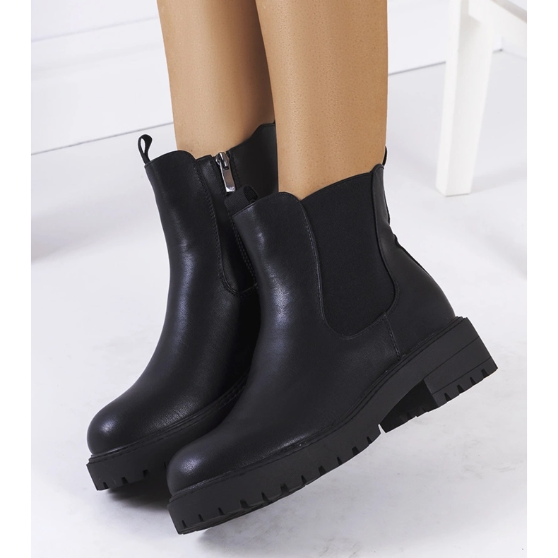 Bottines en éco-cuir noir Ecrin 1