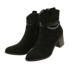 M.Daszyński Bottes de daim des femmes isolées avec une chaîne noire le noir 2