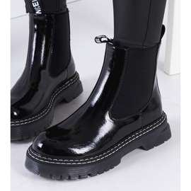 Bottines Chelsea laquées noires Vido le noir 1
