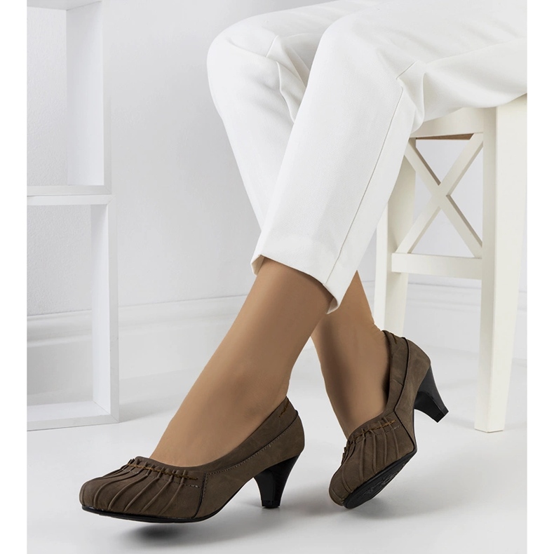 Escarpins froncés marron Santro brun 1