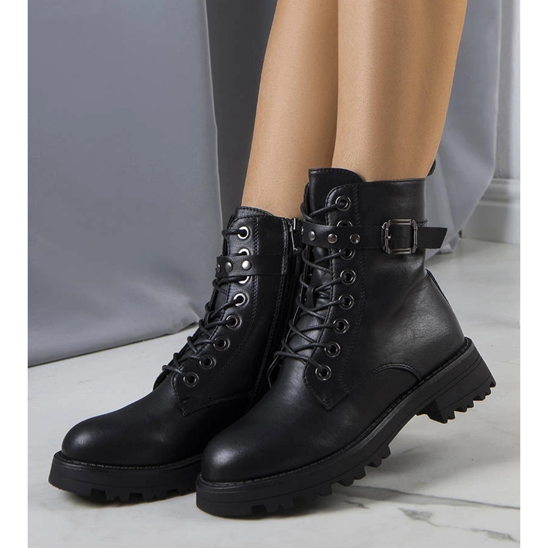 Bottes en cuir écologique noir de Narnclaedra le noir 1