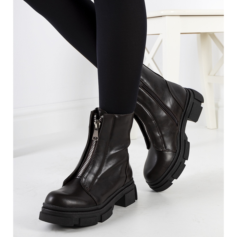 Bottes marron avec une fermeture éclair Neal décorative brun 1