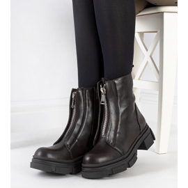 Bottes marron avec une fermeture éclair Neal décorative brun 2