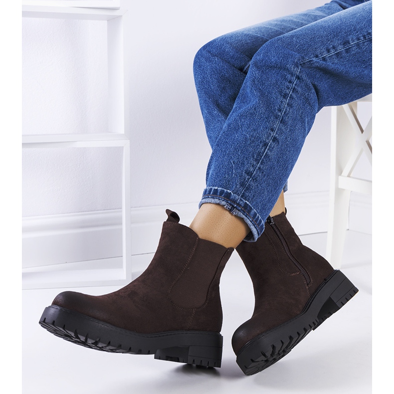 Bottines en éco-daim marron Ecrin brun 1