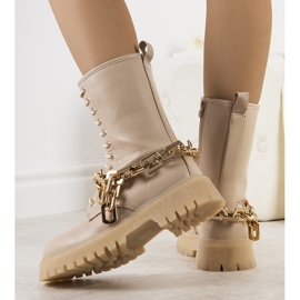 Bottines beiges avec chaîne Curiti 1