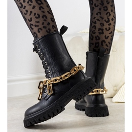 Bottines noires avec chaîne Curiti le noir 1